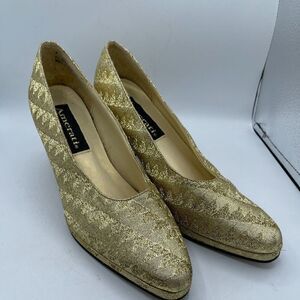 💥AMERATI Vintage Gold Party Cocktail Holiday PUMPS 7